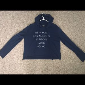 Navy Blue Cropped Hoodie